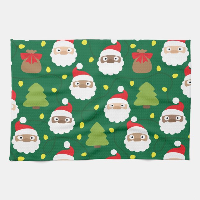 Santa Clauses Muster Geschirrtuch (Horizontal)