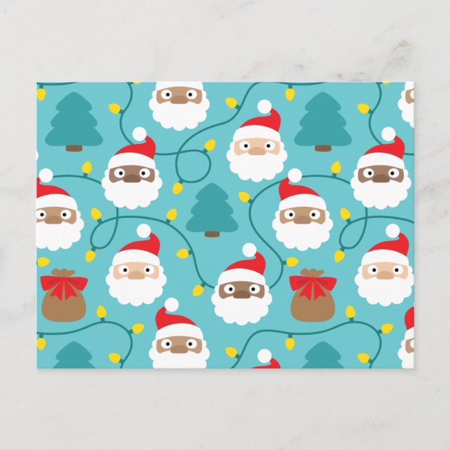 Santa Clauses Muster Postkarte (Vorderseite)