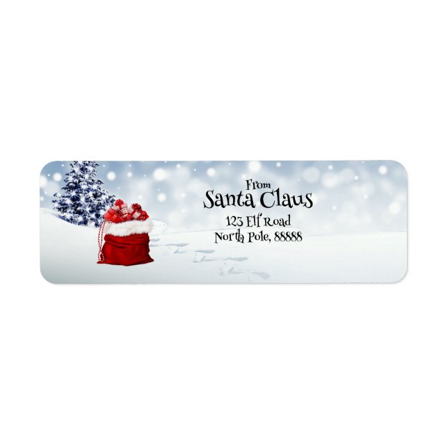 Santa Clauses Red Gift Bag Snow Rücksendeadresse (Vorne)