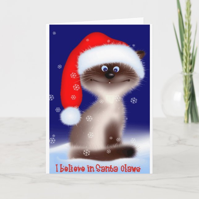 Santa Claws Cat Feiertagskarte (Vorderseite)