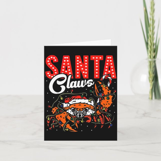 Santa Claws Christmas Funny Crab Lights Holiday Ca Karte (Vorderseite)
