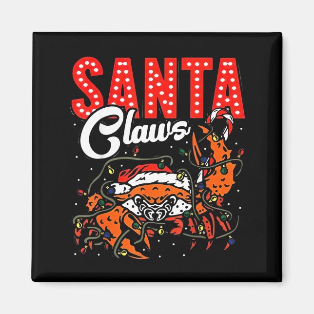 Santa Claws Christmas Funny Crab Lights Holiday Ca Magnet (Vorne)