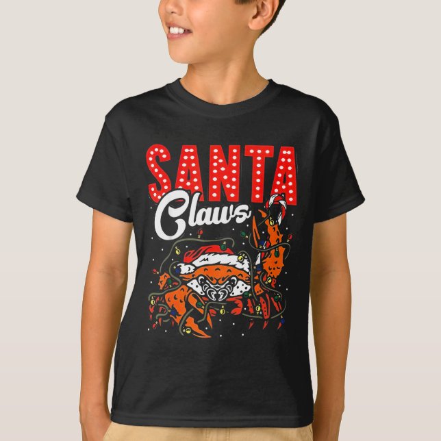 Santa Claws Christmas Funny Crab Lights Holiday Ca T-Shirt (Vorderseite)