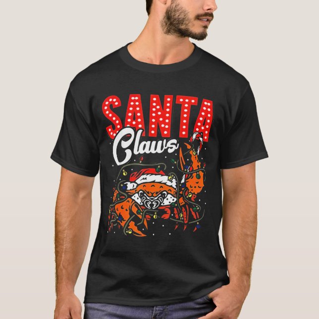 Santa Claws Christmas Funny Crab Lights Holiday Ca T-Shirt (Vorderseite)