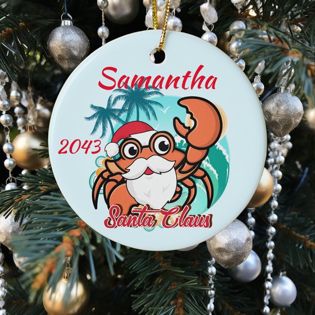 Santa Claws Crab Crustacean Weihnachten Personalis Keramik Ornament (Von Creator hochgeladen)