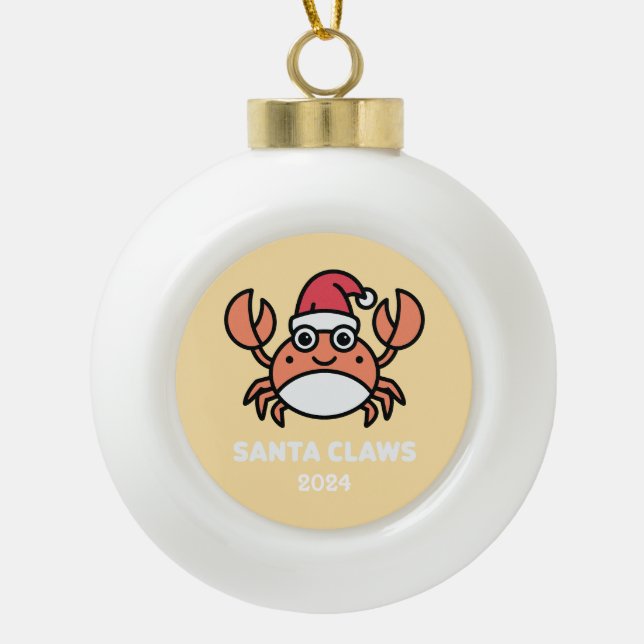Santa Claws Crab Keramik Kugel-Ornament (Vorderseite)