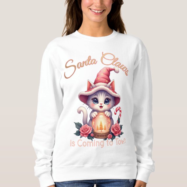 Santa Claws – Cute Holiday Cat Design Sweatshirt (Vorderseite)