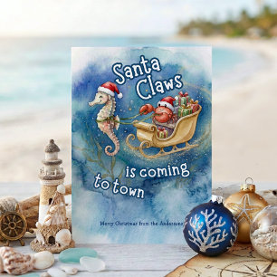 Santa Claws kommt in die Stadt - Küstenweihnachten Feiertagskarte