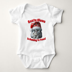 Santa Claws kommt in Town - festliche Kitty Cat Baby Strampler
