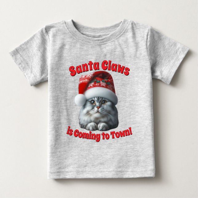 Santa Claws kommt in Town - festliche Kitty Cat Baby T-shirt (Vorderseite)