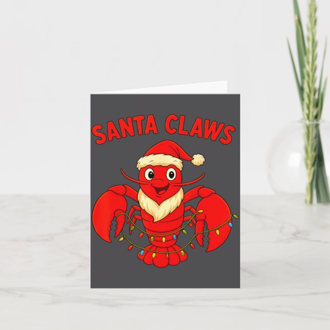 Santa Claws Lobster Christmas Lights Holiday Desig Karte (Vorderseite)