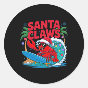 Santa Claws Lustiger Weihnachtshummer Mit Palme Runder Aufkleber