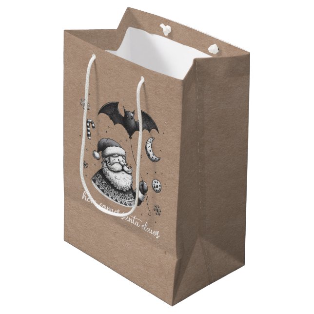 Santa Claws Mittlere Geschenktüte (Vorderseite Schrägansicht)