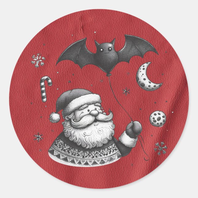 Santa Claws Red Runder Aufkleber (Vorderseite)