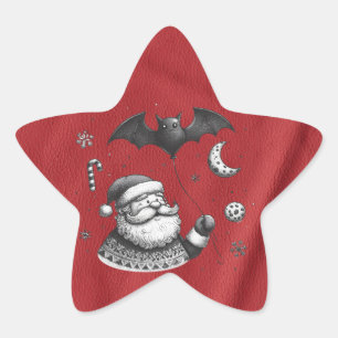 Santa Claws Red Stern-Aufkleber