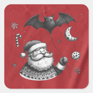 Santa Claws Rot Quadratischer Aufkleber