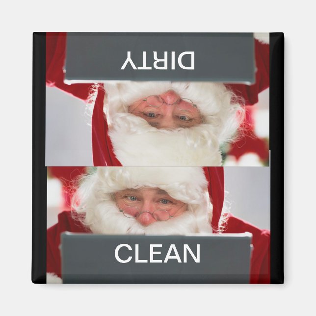 Santa Clean Dirty Weihnachtsgeschirrspülmaschine M Magnet (Vorne)