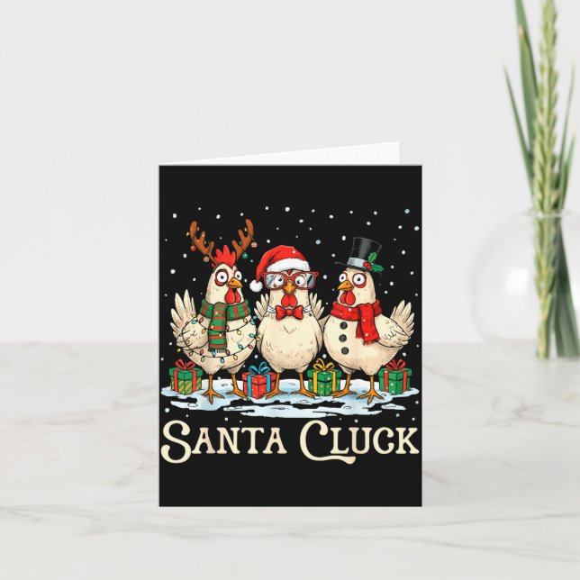 Santa Cluck Chicken Christmas Farm Animal Funny  Karte (Vorderseite)