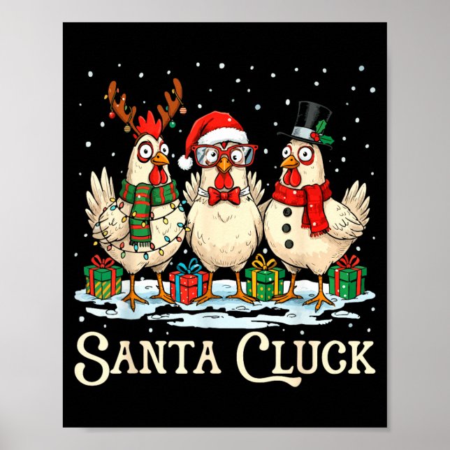 Santa Cluck Chicken Christmas Farm Animal Funny  Poster (Vorne)