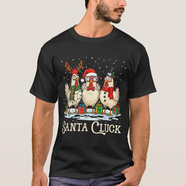 Santa Cluck Chicken Christmas Farm Animal Funny  T-Shirt (Vorderseite)
