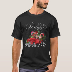 Santa Cocker Spanel Riding Red Truck Merry Christ T-Shirt