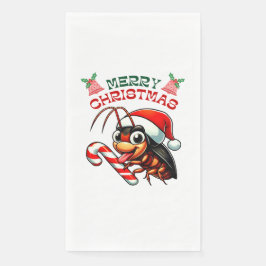 Santa Cockroach Cartoon Weihnachts Candy Cane Serviette