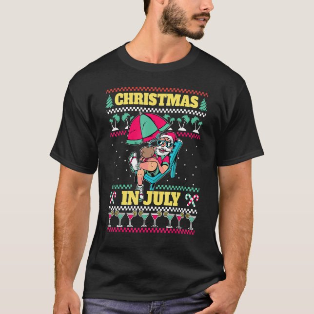 Santa Cocktails Strand Weihnachten Weihnachten im  T-Shirt (Vorderseite)