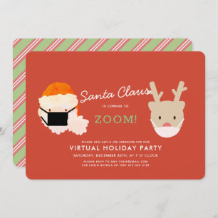 Santa Coming to Zoom Red Virtual Holiday Party I Einladung