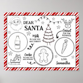 Santa Cookie & Milk servieren Tischset Tray Tischs Poster