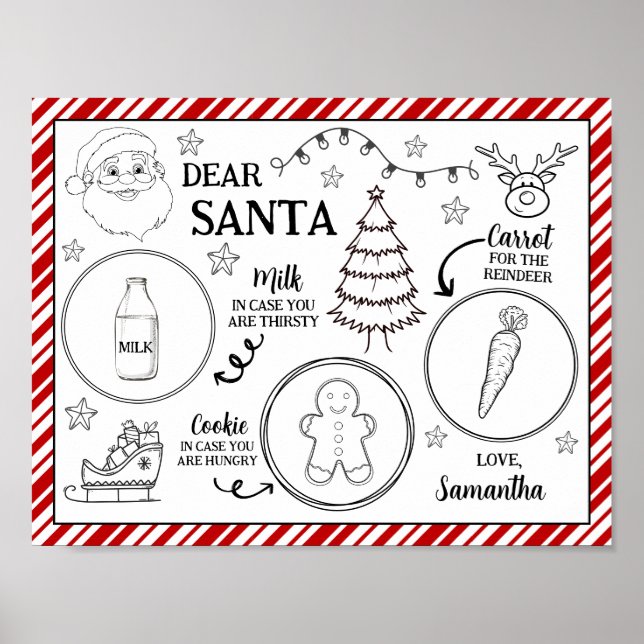 Santa Cookie & Milk servieren Tischset Tray Tischs Poster (Vorne)