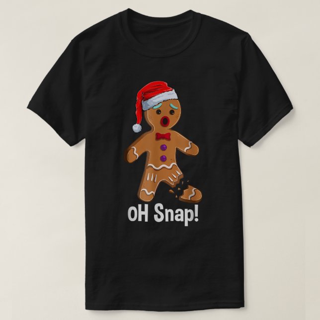 Santa Cookie Oh Snap Weihnachtsgingerbrot Mann Paj T-Shirt (Design vorne)