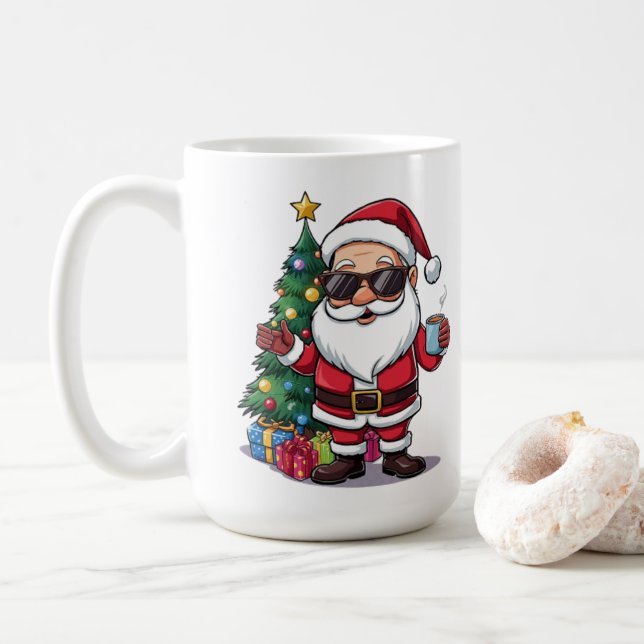 Santa Cool Mug with Sunglasses & Christmas Tree Kaffeetasse (Mit Donut)