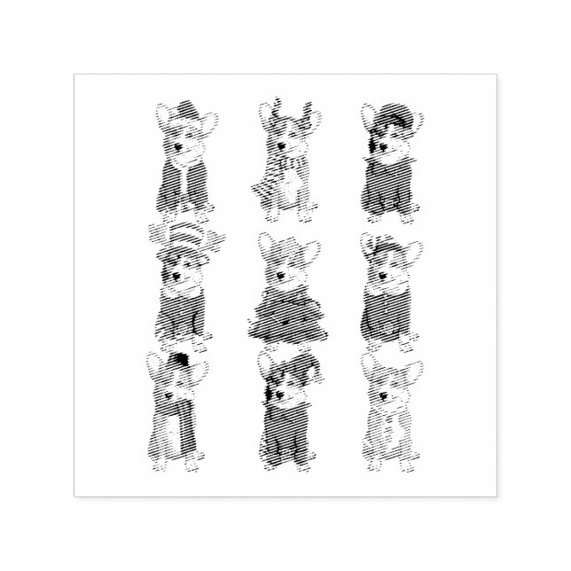 Santa Corgi Christmas Tree Lights Elf Rentier Dog Permastempel (Design)