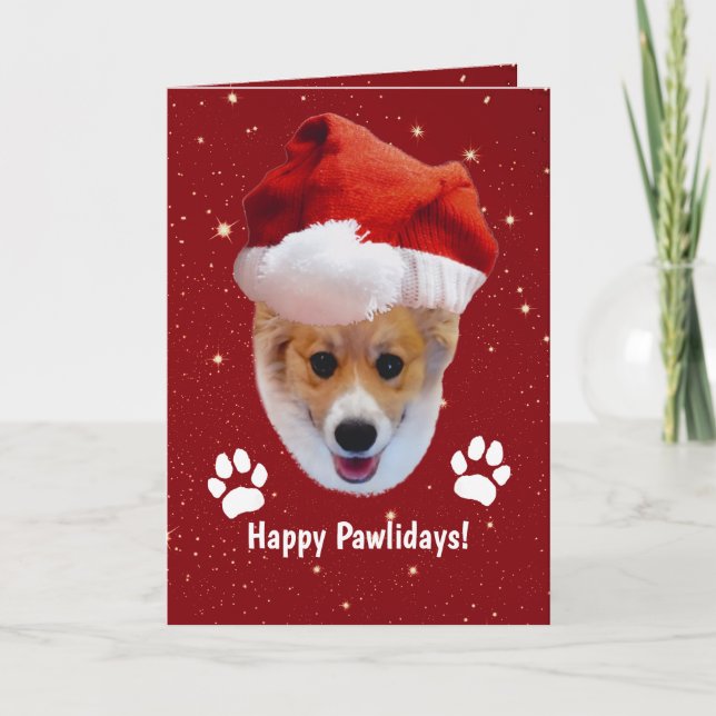 Santa Corgi Happy Pawlidays Card Karte (Vorderseite)