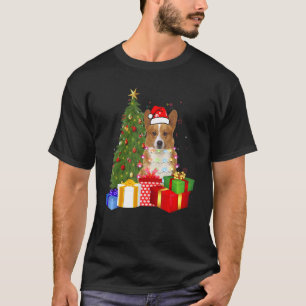 Santa Corgi Hund Weihnachtsbaum Licht Xmas Hund T-Shirt