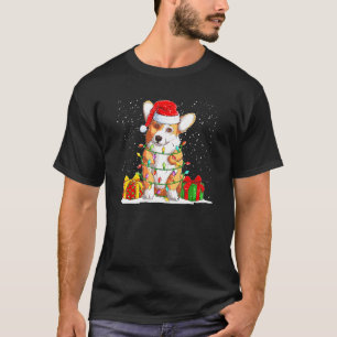 Santa Corgi Licht Weihnachten Corgi Hund Weihnacht T-Shirt