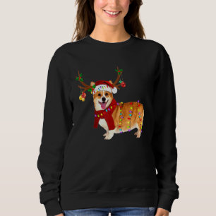 Santa Corgi Rentier Licht Weihnachten Sweatshirt