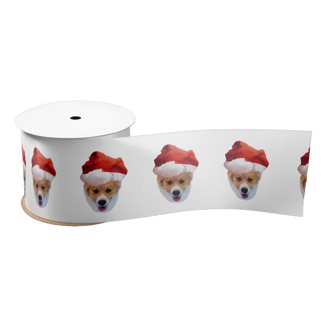 Santa Corgi Satin Ribbon Satinband (Spule)