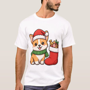 Santa Corgi Welpen Weihnachts-T-Shirt T-Shirt