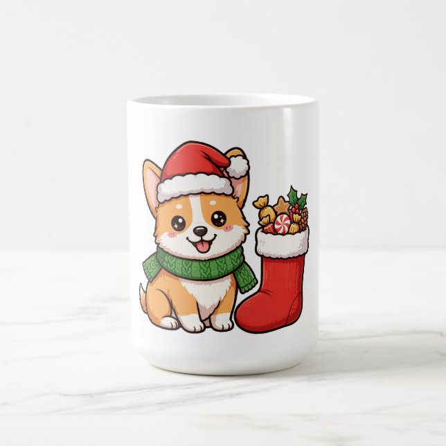 Santa Corgi Welpen Weihnachtskaffeetasse Kaffeetasse (Mittel)