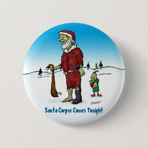 Santa Corpse Funny Zombie Cartoon Button