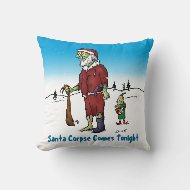 Santa Corpse Funny Zombie Cartoon Kissen (Vorderseite)