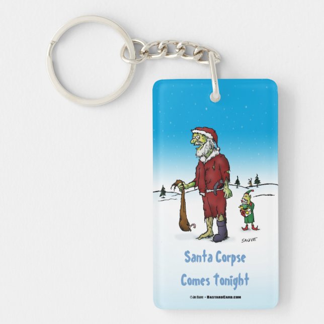 Santa Corpse Funny Zombie Cartoon Schlüsselanhänger (Vorderseite)