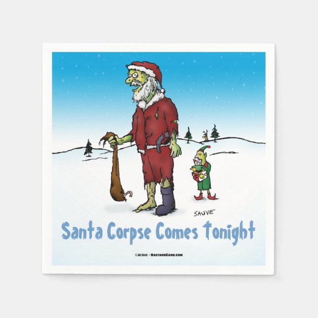 Santa Corpse Funny Zombie Cartoon Serviette (Vorderseite)