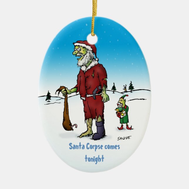 Santa Corpse Funny Zombie Keramik Ornament (Vorne)