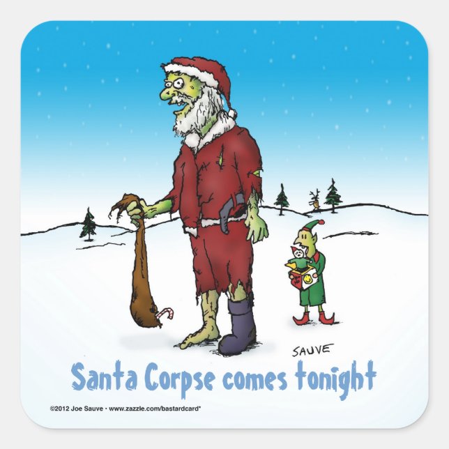 Santa Corpse Zombie Quadratischer Aufkleber (Vorderseite)