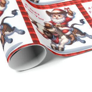 Santa Cowboy Bull Rider Western Rodeo Weihnachten Geschenkpapier