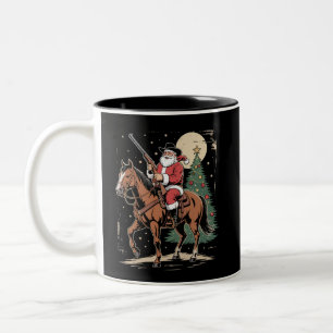 Santa Cowboy Vintage Weihnachtsbaum Cowboy Liebhab Zweifarbige Tasse