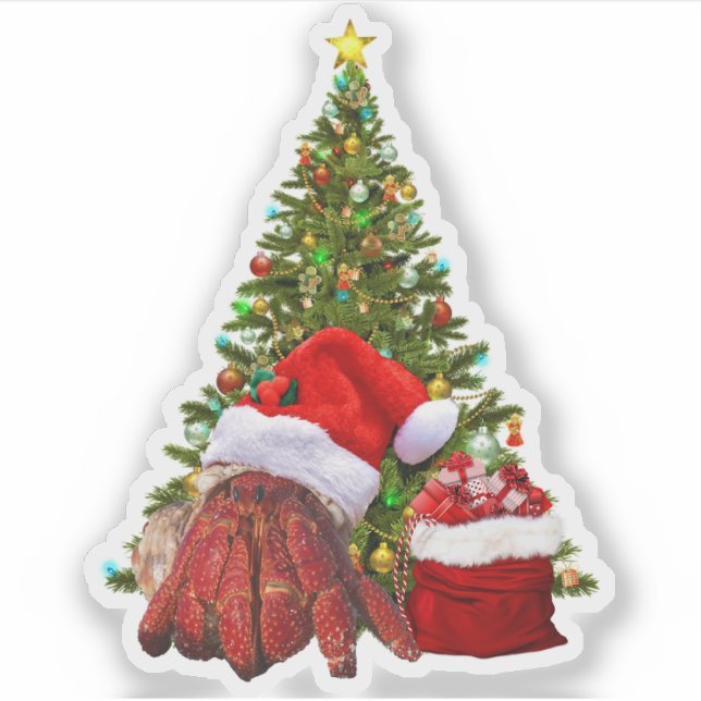 Santa Crab Funny Christmas Hermit Crab Lover Aufkleber (Vorderseite)