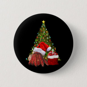 Santa Crab Funny Christmas Hermit Crab Lover Button
